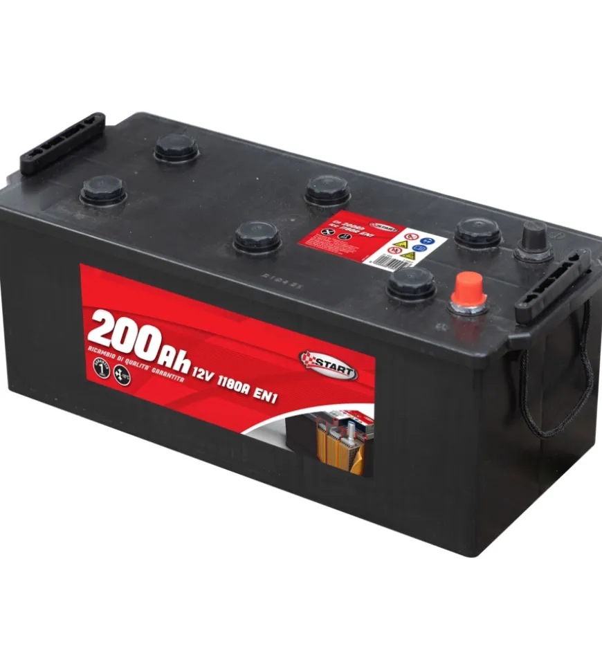 Batteria per autocarro e trattori 200ah 12v 1050a polo positivo sinistro