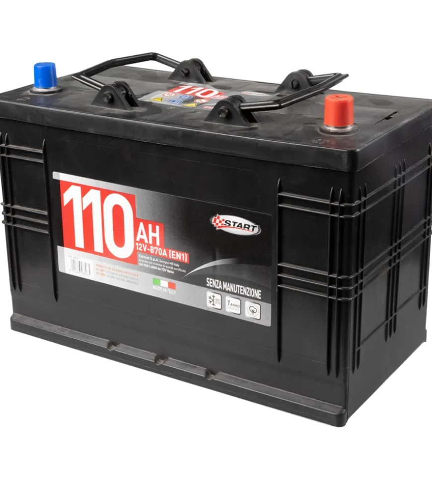 Batteria per autocarro e trattori 110ah 12v 750a polo positivo destro