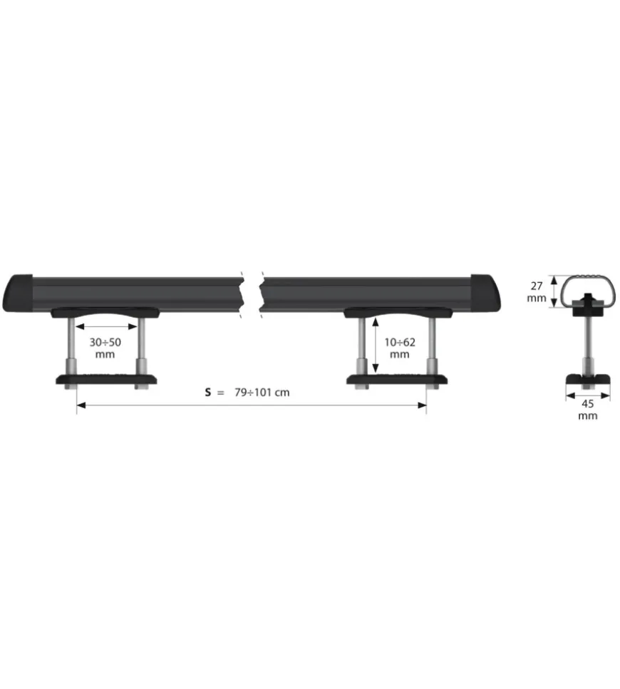 Coppia barre portatutto club in acciaio - s - 110 cm n15001