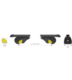 Coppia barre portatutto in acciaio rail top - l - 127 cm  n15031