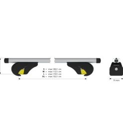 Coppia barre portatutto in alluminio yuro - xl - 140 cm  n15047