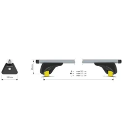 Coppia barre portatutto in alluminio nowa - m - 120 cm n15065
