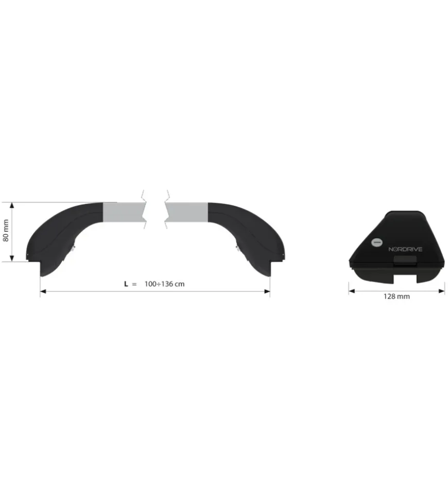 Coppia barre portatutto snap alu telescopiche in alluminio - l - 100÷136 cm n15017