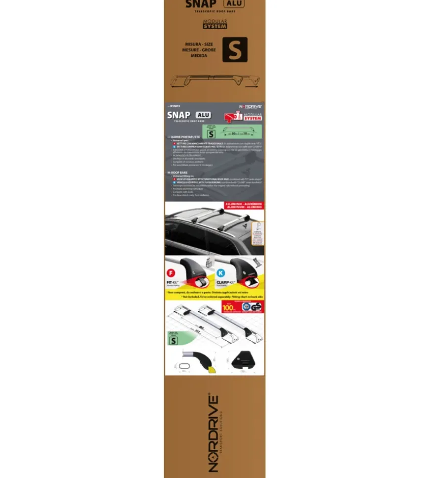 Coppia barre portatutto snap alu telescopiche in alluminio - s - 80÷111 cm n15015