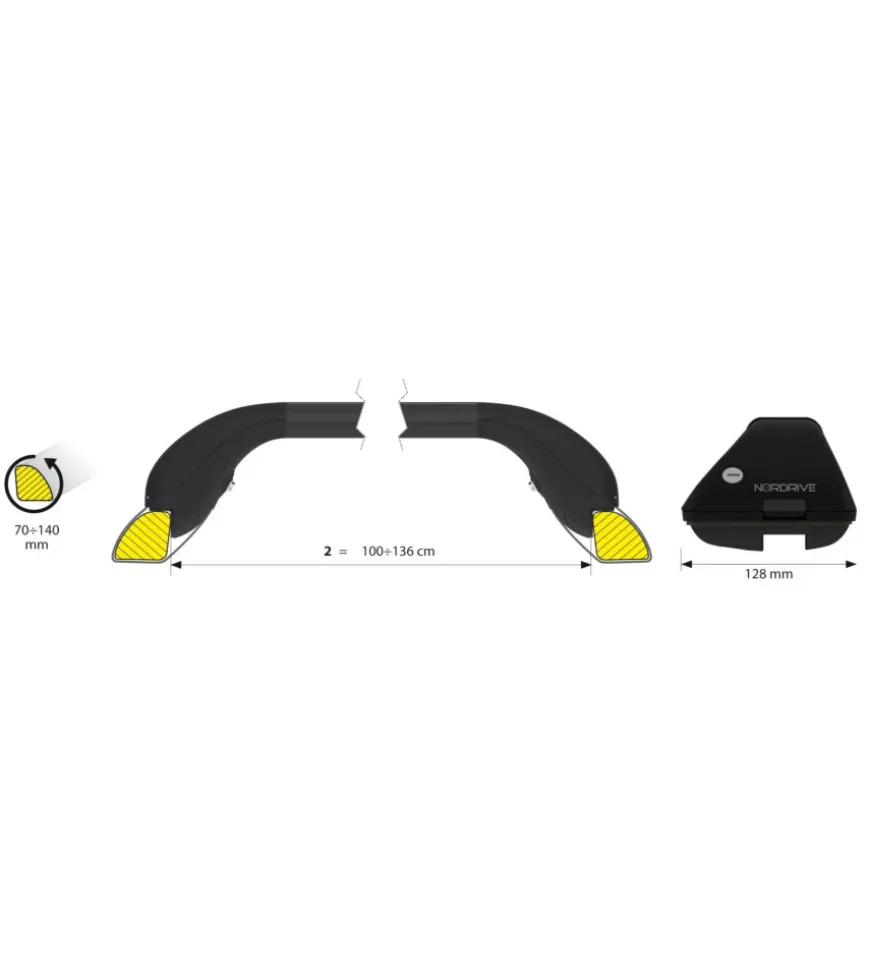 Coppia barre portatutto snap-fit steel telescopiche in acciaio - mis. 2 - 100÷136 cm n15012