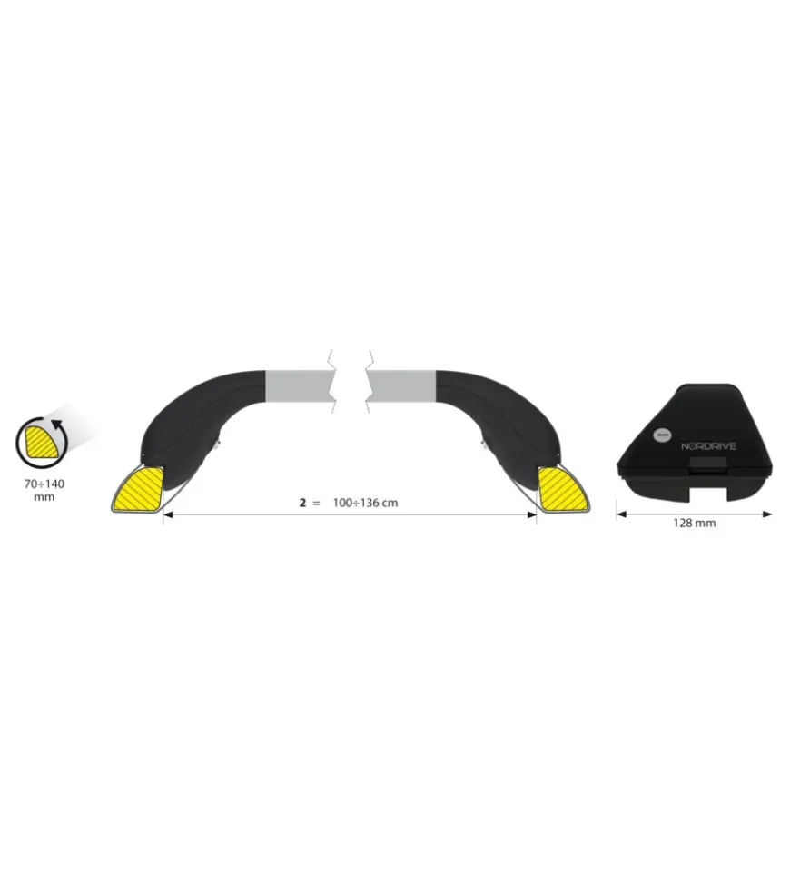 Coppia barre portatutto snap-fit alu telescopiche in alluminio - mis. 2 - 100÷136 cm n15013