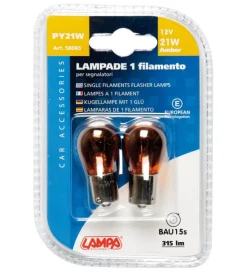 Coppia lampade 12v 15s 21w arancio  58065