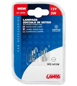Coppia lampade zoccolo vetro 5w t10  58105