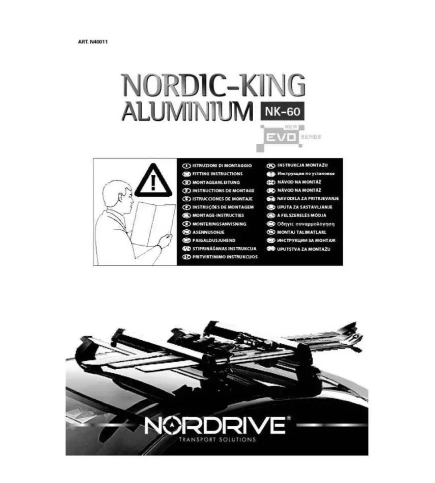 Coppia portasci nordrive "nordic-king evo aluminium nk-60" argento - n40011