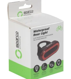 Fanalino posteriore per bicicletta sparco in alluminio e silicone, 3 modalita' di illuminazione