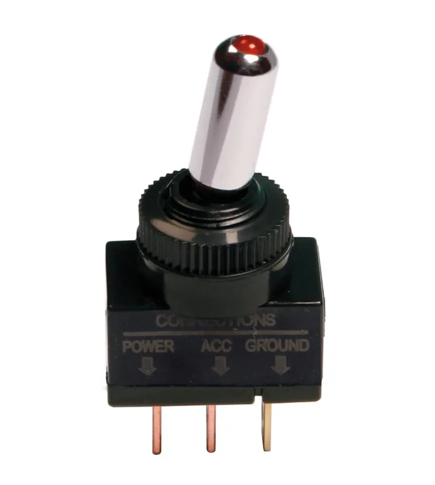 Interruttore a leva tipo racing, in alluminio con spia a led -  12/24v - rosso -  20a  45554