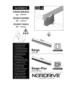 Kit attacchi per barre auto portatutto citroen berlingo 95>06 peugeot partne  n30012