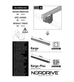 Kit attacchi per barre auto portatutto renault trafic 01 nissan primastar 03  n30143