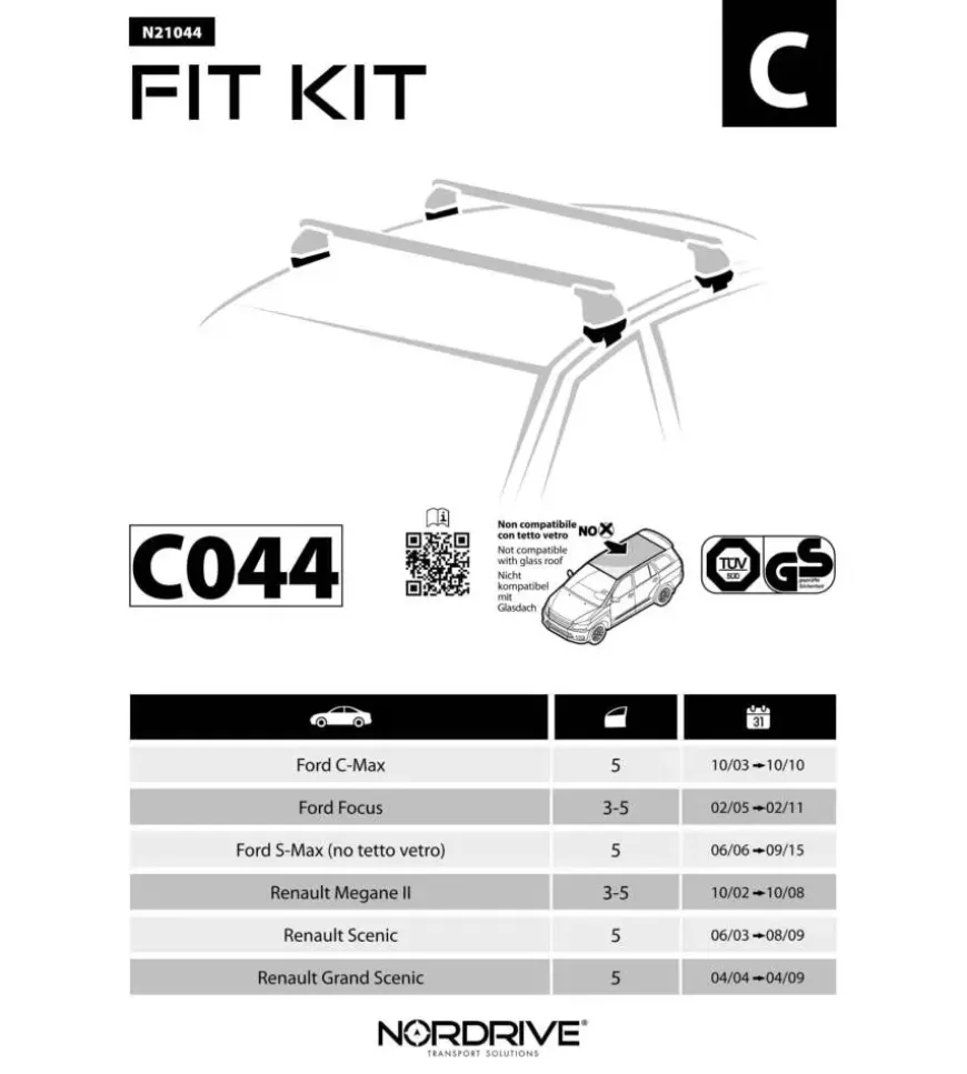 Kit attacchi per barre auto portatutto renault megane 3/5d 10/0211/08,scen n21044