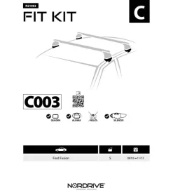 Kit attacchi per barre auto portatutto ford fusion 10/02>  n21003