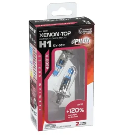 Lampada alogena 12v xenon top +120% luce - h1 - 55w - p14,5s - 2 pz - scatola 58600