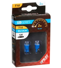 Lampada 1 led colour-led wide 12v - (t10) - w2,1x9,5d - 2 pz  - scatola - blu  58145