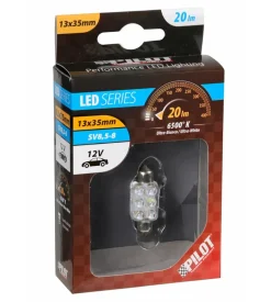Lampada siluro 6 led 12v - 13x35 mm - sv8,5-8 - 1 pz - scatola - bianco 58429