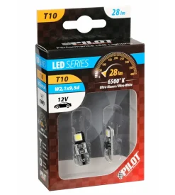 Lampada 12v hyper-led 6 - 2 smd x 3 chips - (t10) - bifocus - w2,1x9,5d - 2 pz  58461