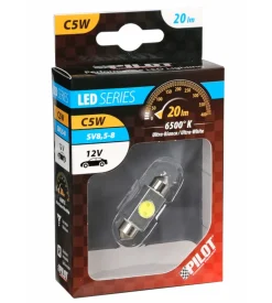 Lampada 12v hyper-led 2 - 1 smd x 2 chips - (c5w) - 10x36 mm - sv8,5-8 - 1 pz bianco  58448