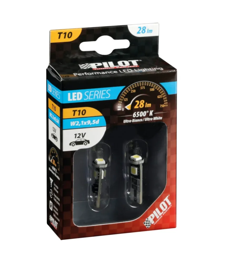 Lampada 12v hyper-led 9 - 3 smd x 3 chips - (t10) - trifocus - w2,1x9,5d - 2 pz 58462