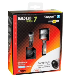Lampade led per auto 9-32v halo led serie 7 compact - (h8-h9-h11-h16) - 36w - pgj19-x - 2 pz - scatola 57779