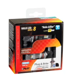 Lampade led per auto 9-32v halo led serie 8 halo killer - (h10-hb3 9005) - 25w - p20d - 2 pz - scatola 57773