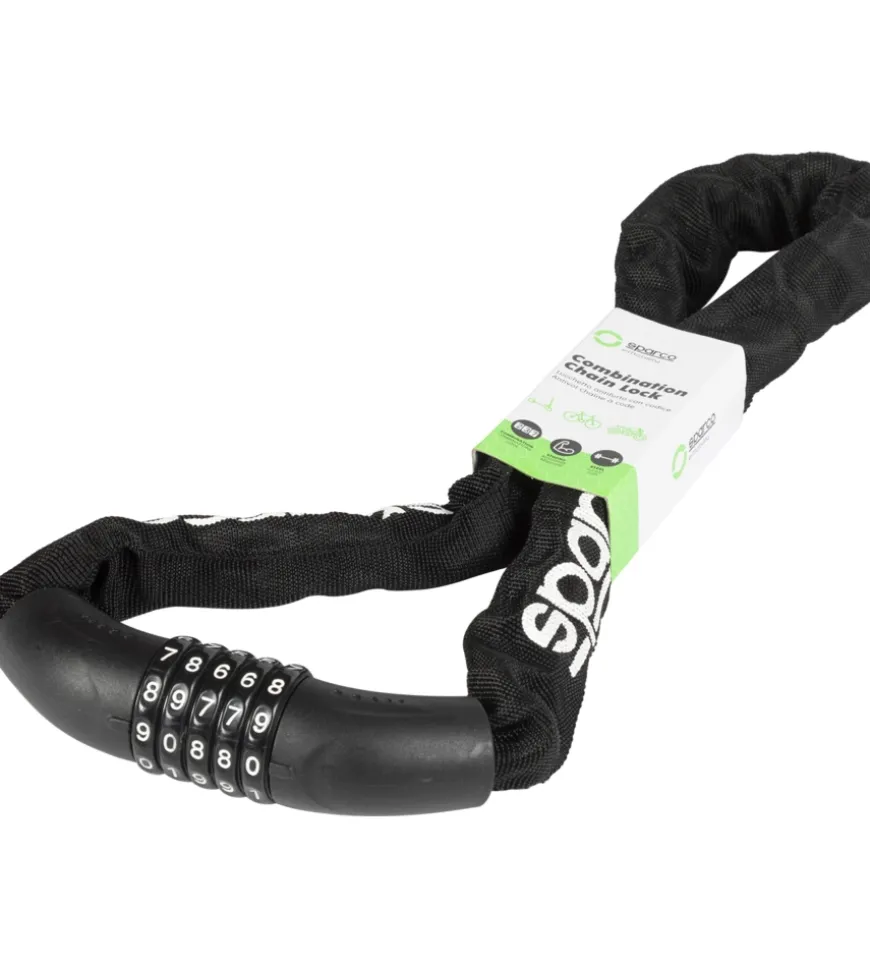 Lucchetto a catena per bicicletta sparco nero con combinazione