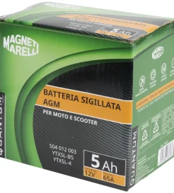 Magneti marelli batteria moto e scooter  tecnologia 5ah 12v 65a agm sigillata polo positivo destro