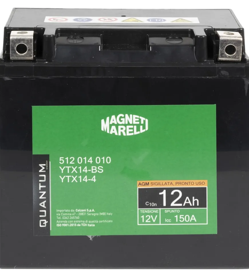 Magneti marelli batteria moto e scooter 12ah 12v 150a tecnologia agm sigillata polo positivo sinistro