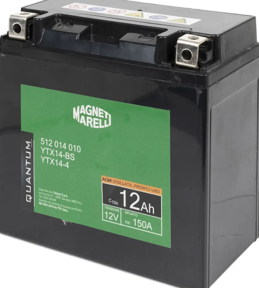 Magneti marelli batteria moto e scooter 12ah 12v 150a tecnologia agm sigillata polo positivo sinistro
