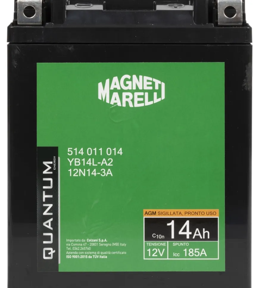 Magneti marelli batteria moto e scooter 14ah 12v 185a tecnologia agm sigillata polo positivo destro