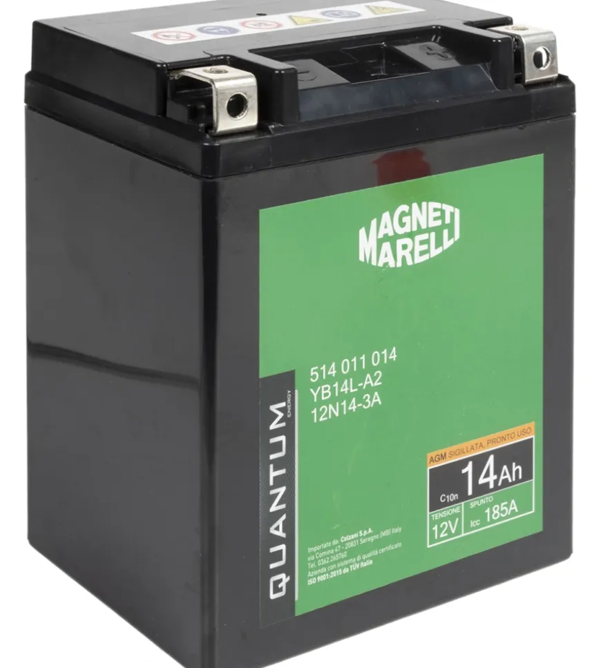 Magneti marelli batteria moto e scooter 14ah 12v 185a tecnologia agm sigillata polo positivo destro