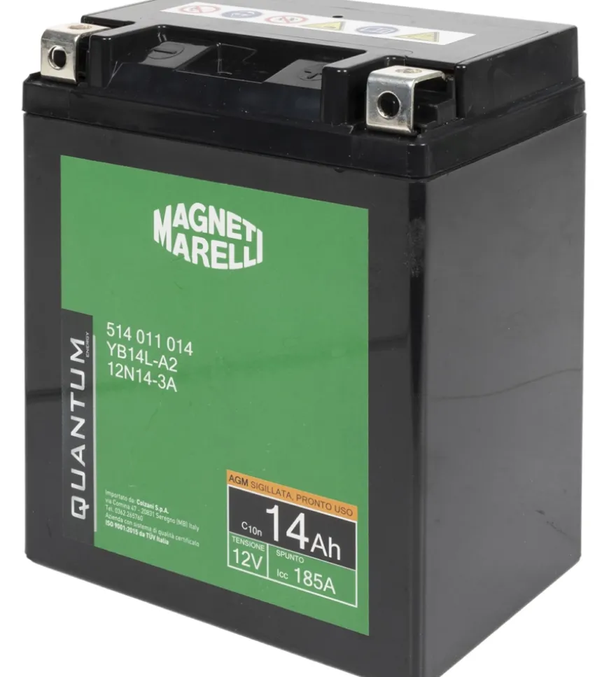 Magneti marelli batteria moto e scooter 14ah 12v 185a tecnologia agm sigillata polo positivo destro