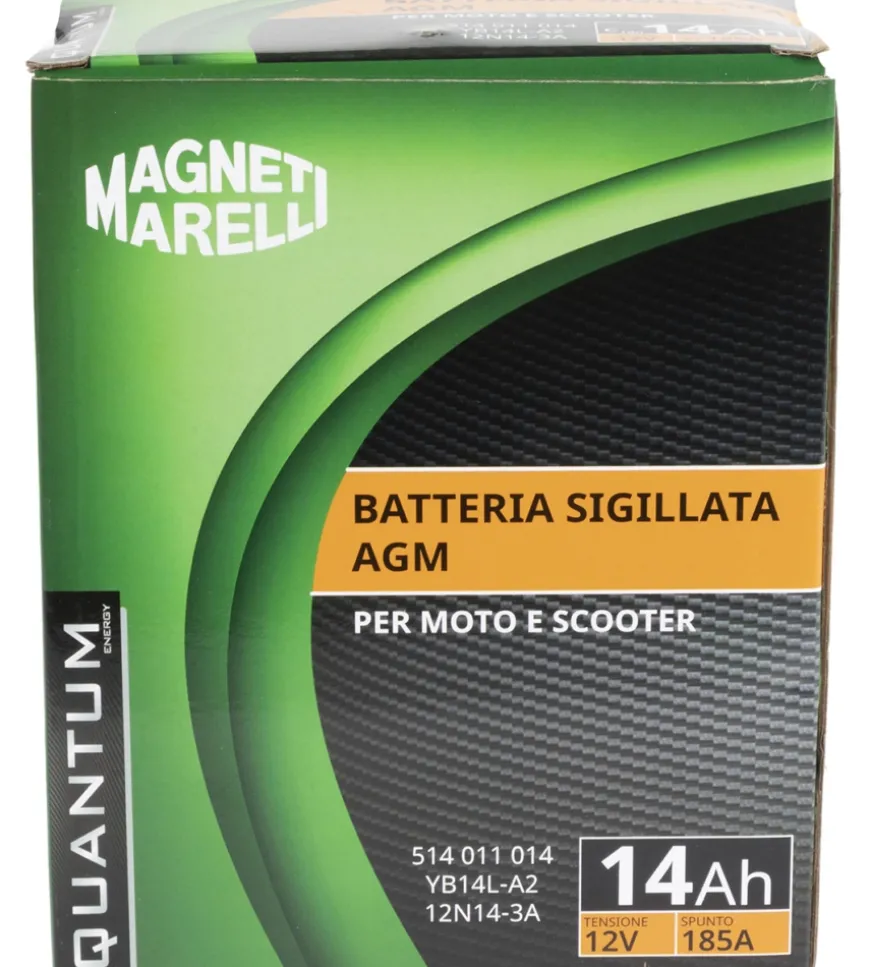 Magneti marelli batteria moto e scooter 14ah 12v 185a tecnologia agm sigillata polo positivo destro