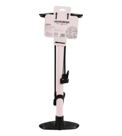Pompa gonfiaggio per officina la gazzetta dello sport in acciaio colore rosa con manometro, 26x14,5x59 cm