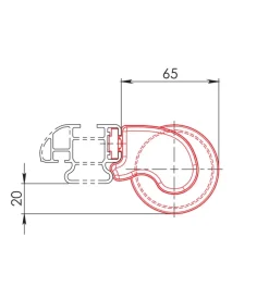 Rullo posteriore per barre kargo - 64 cm  n11030