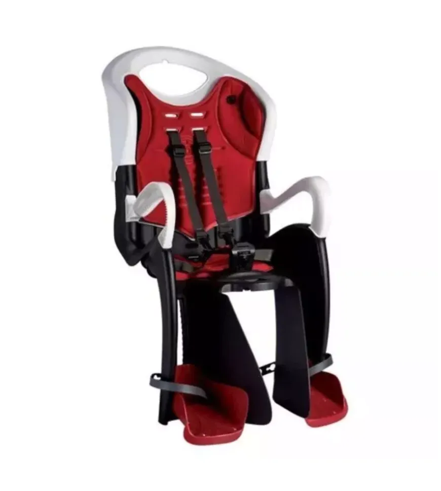 Seggiolino bici posteriore bellelli "tiger clamp" rosso e bianco, portata massima 22 kg