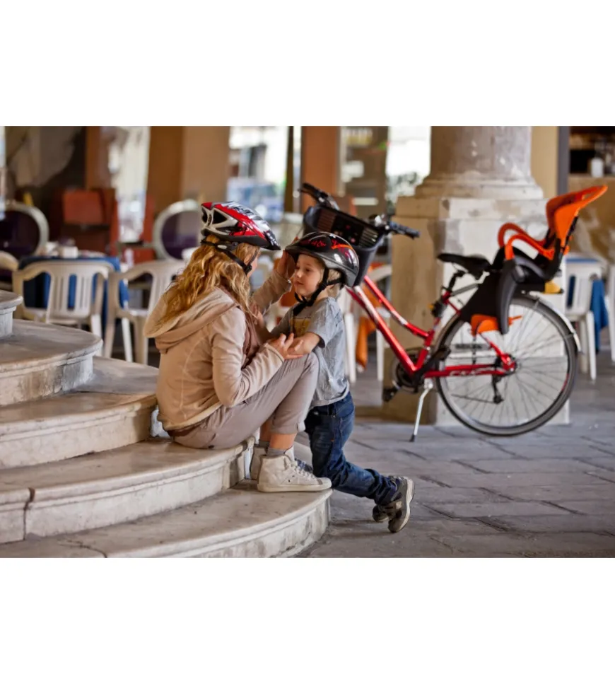 Seggiolino bici posteriore bellelli "tiger" arancione portata massima 22 kg