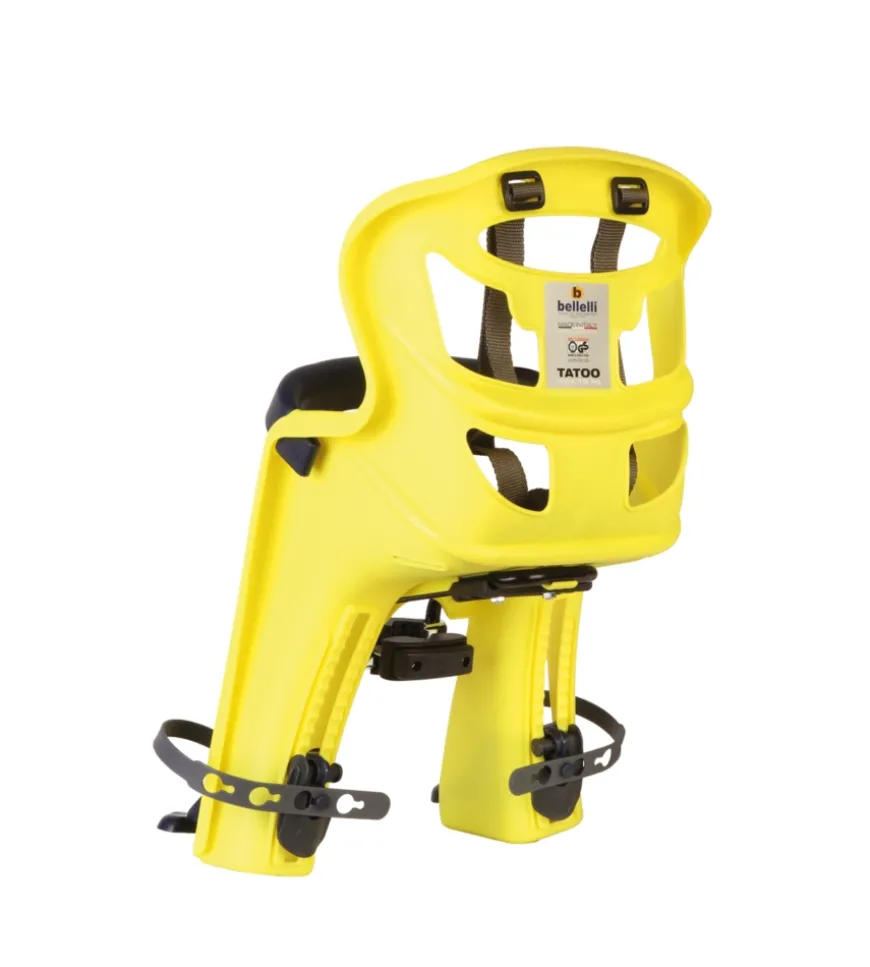 Seggiolino per bici anteriore bellelli "tatoo plus" giallo, portata massima 15 kg