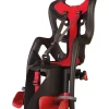 Seggiolino posteriore nero e rosso per bicicletta per bambini, max. 22 kg, da 3 a 8 anni - si fissa al portapacchi