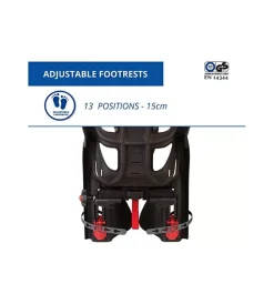 Seggiolino posteriore nero e rosso per bicicletta per bambini, max. 22 kg, da 3 a 8 anni - si fissa al portapacchi