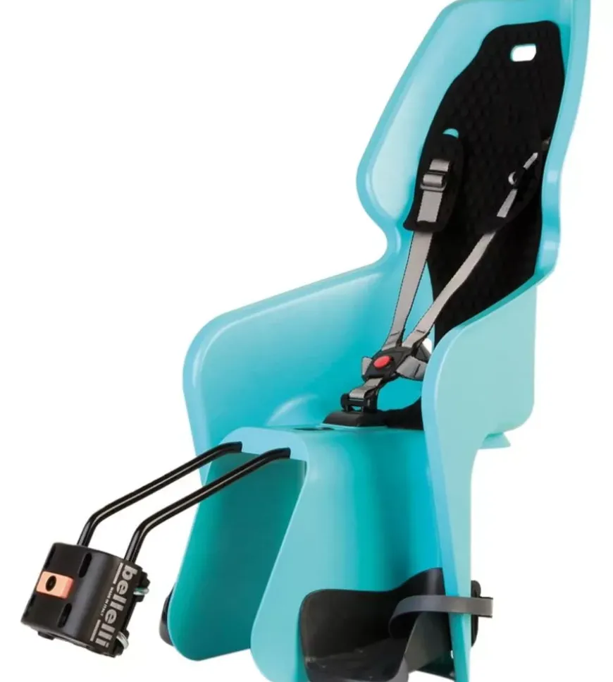 Seggiolino posteriore per bicicletta bellelli "lotus" sky blue, portata massima 22 kg