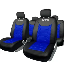 Set completo coprisedili auto universali sparco nero/blu a nido d'ape - spc1016