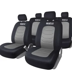 Set completo spc1019 coprisedili auto universali nero e grigio righe