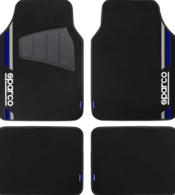 Set completo spc19  tappetini auto universali in moquette nero/blu poliestere