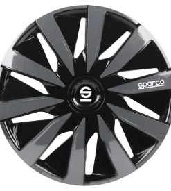 Set 4 copricerchi auto sparco "lazio" nero/grigio, 15" pollici - spc1591bkgr