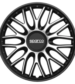 Set 4 copricerchi 16" pollici copriruota auto roma spc1696svbk argento nero