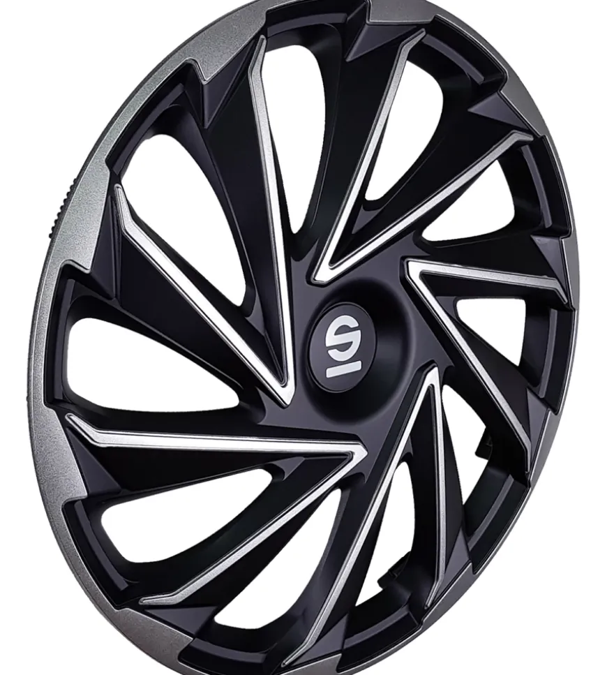 Set 4 copricerchi 15" pollici copriruota auto varese spc1580svbk argento nero