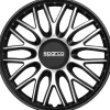 Set 4 copricerchi 15" pollici copriruota auto roma  spc1596svbk argento nero